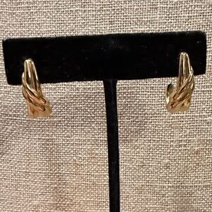 Vintage Crown Trifari Gold-Tone Twisted Earrings